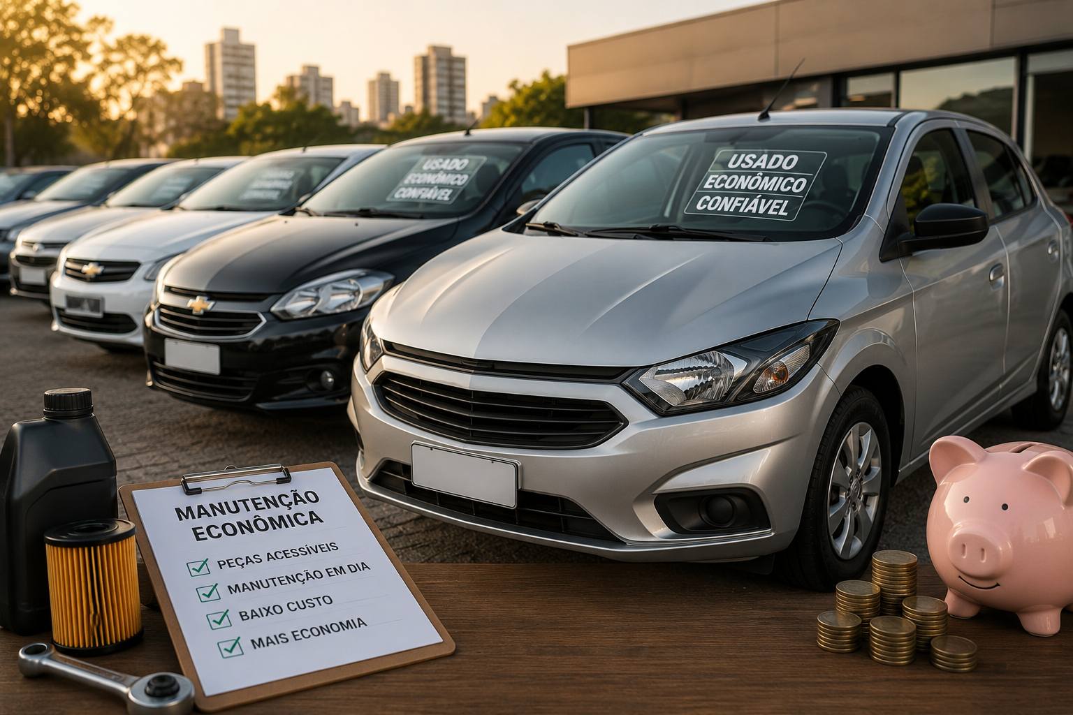 Carros usados econômicos com manutenção barata e peças acessíveis em concessionária.