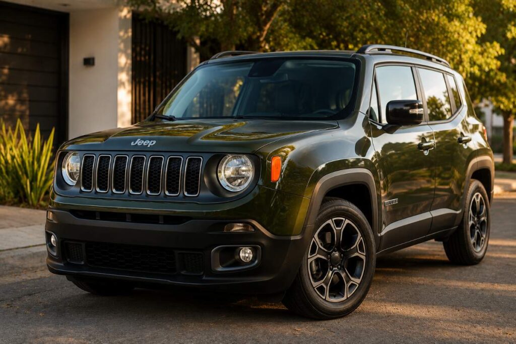 Jeep Renegade 2026 estacionado mostrando design SUV e visual moderno para análise de compra.
